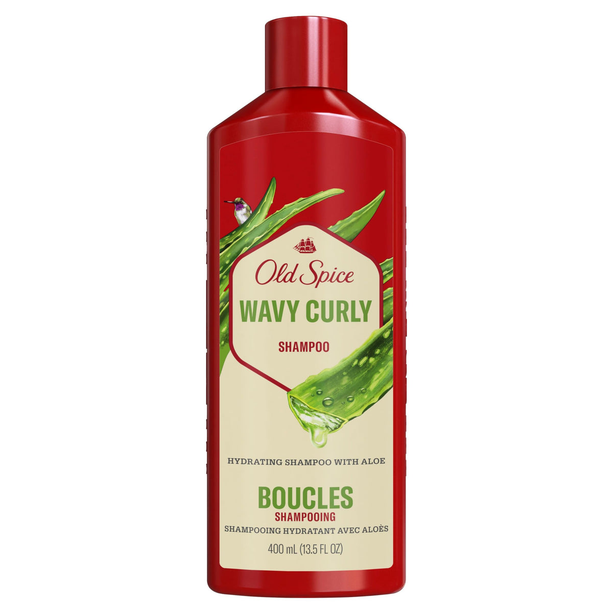 Old Spice Wavy Curly Shampoo for Men, Healthier, Fuller, More Moisturized Looking Hair, Tangle-Free Formula, 400 mL