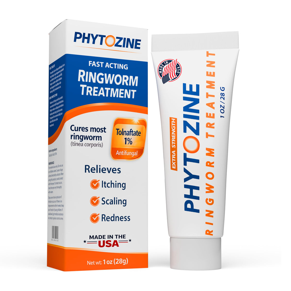 PHYTOZINE Anti Fungal Cream for Skin with 1% Tolnaftate - Ringworm Treatment for Humans - Effective Athletes Foot Treatment Cream - Nourished by 15+ Natural Oils & Botanicals - Made in USA - 1 oz