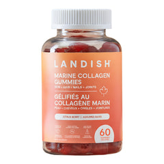 Landish Marine Collagen Gummies – Wild Canadian Marine Collagen, Vitamin C, Magnesium, Zinc & Biotin – Skin, Hair, Nails & Joint Support – No Artificial Colours or Flavours – Made in Canada – 60 Gummies