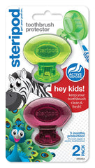 Steripod Kids Toothbrush Protector, Mix Colors, Pack of 2