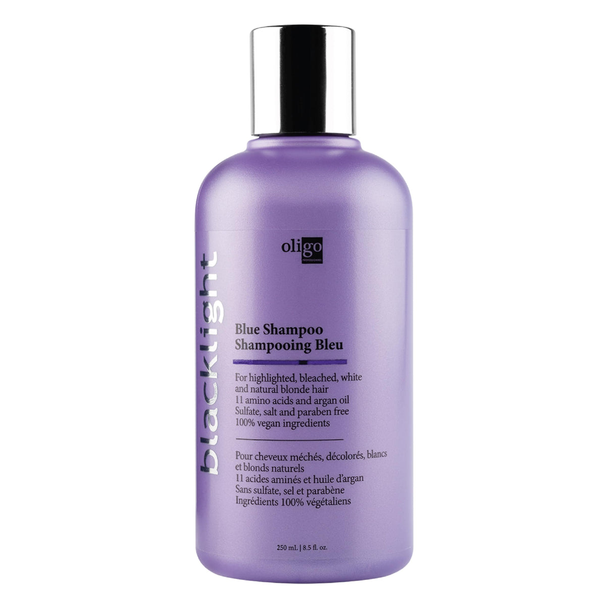 Oligo Professionnel Blacklight Blue Shampoo for Blonde Hair and Colour Treated Hair | Sulfate Free Moisturizing Shampoo | Blue Hair Toner with 11 Amino Acids and Argan Oil, 250mL