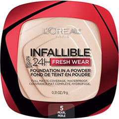 L’Oréal Paris Infallible Fresh Wear Foundation in a Powder, Up to 24H Wear, Pearl, 0.31 oz.