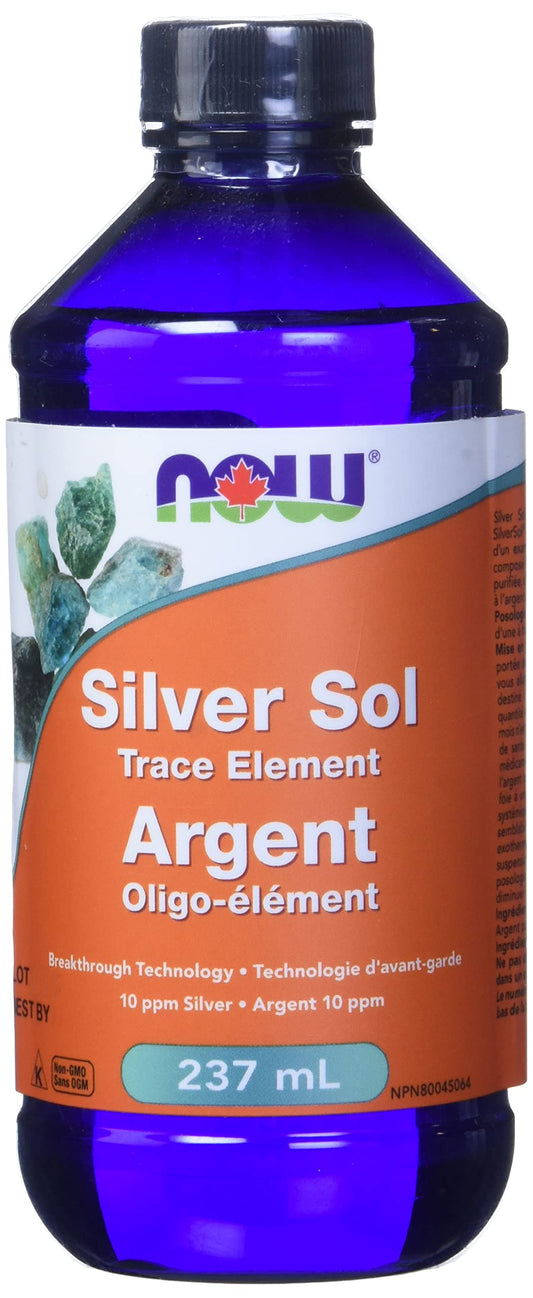 NOW Supplements, Silver Sol 10 PPM with Elemental Silver and Deionized Water, Liquid, 237mL