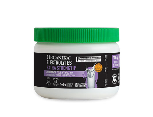 Organika Electrolytes Extra-Strength Powder- Unflavoured- High in Sodium for Sports Recovery - Sugar-Free + Calorie-Free + Stevia-Free Hydration and Electrolyte Replenishment - 162g - 45 servings