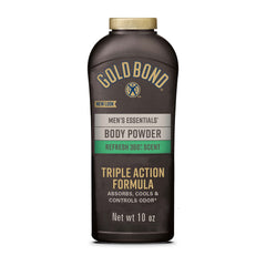 Gold Bond Men's Essentials Talc Free Body Powder, 10 oz., Refresh 360 Scent, Body Powder for Men, Wetness Protection