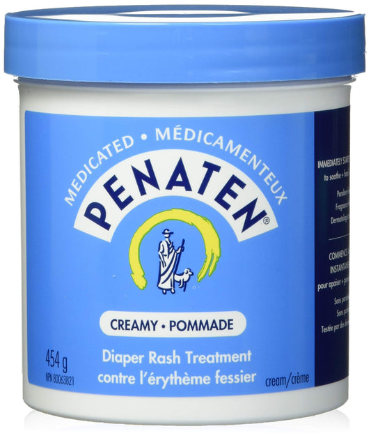 Penaten Medicated Diaper Rash Cream with 13% Zinc Oxide for Baby and Adult Essentials - Soothes, Heals & Protects Sore Skin, Paraben-Free, Fragrance-Free, Dermatologist Tested - 454 Grams
