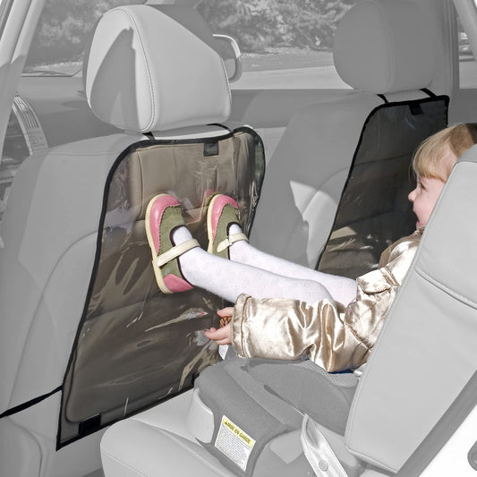 Jolly Jumper Car Seat Back Protector - Pack of 2 Clear Vinyl Kick Mat for Shoe Dirt & Scuff Protection