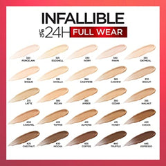L’Oréal Paris Infallible Full Wear Concealer, Concealer Makeup, One-Swipe Full Coverage, Matte Finish, Waterproof, Transfer-Resistant, Longwear Up to 24 Hours, 10 ml, Chestnut