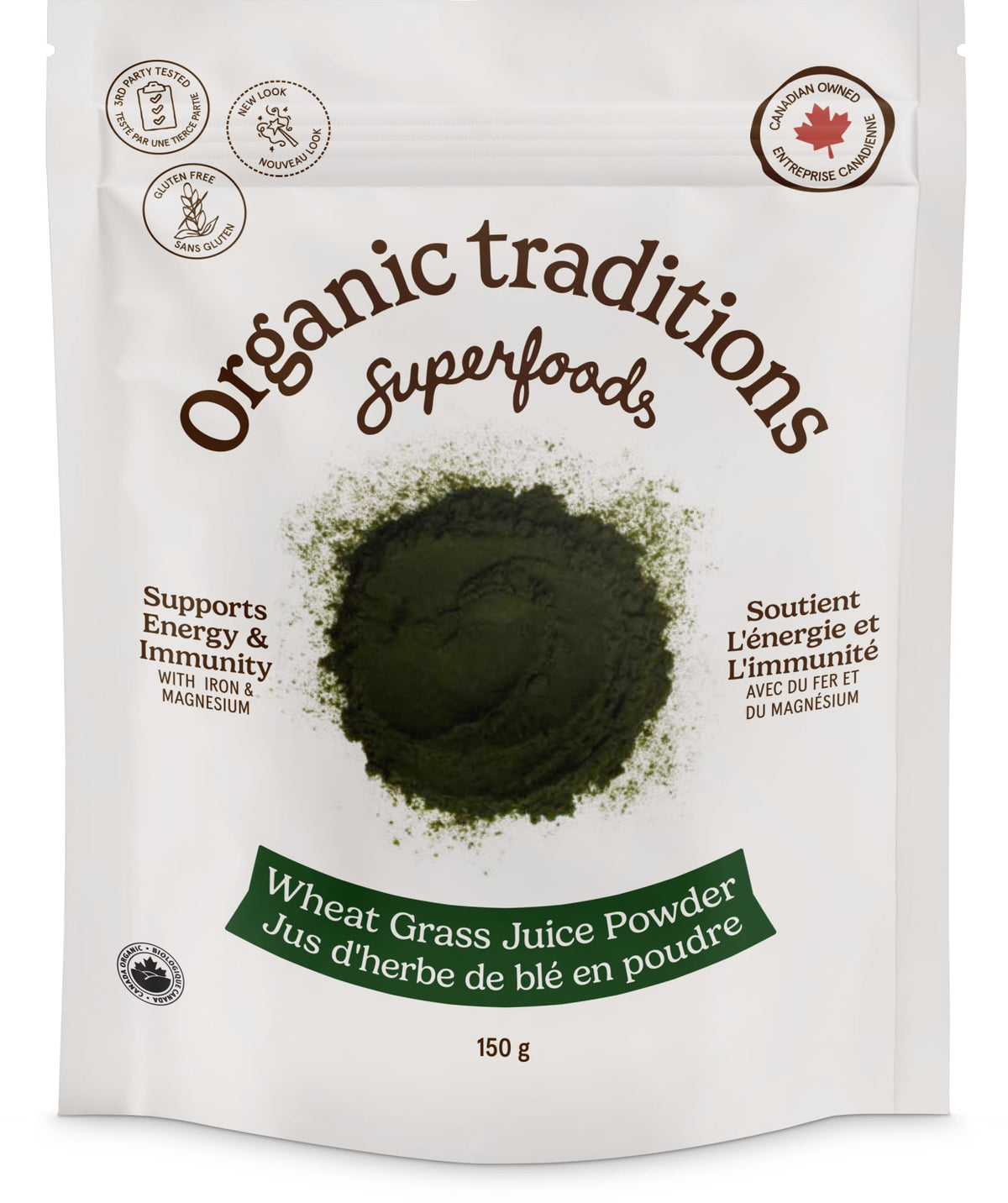 Organic Traditions Wheat Grass Powder, Organic Wheatgrass Powder for Smoothies, Vegan Superfood Greens Powder for Drinks, Fine Ground Vegan Superfood for Daily Nutrition, 150g / 5.3oz Bag, 18 Servings