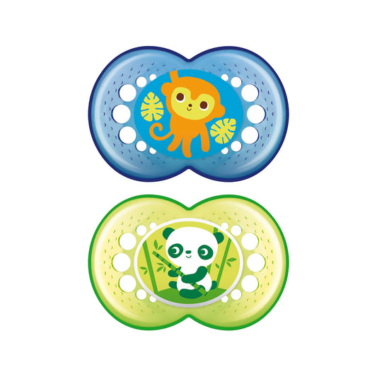 MAM Crystal Pacifiers (2 pack, 1 Sterilizing Pacifier Case), MAM Pacifiers 6 Plus Months, Best Pacifier for Breastfed Babies, Baby Boy Pacifiers