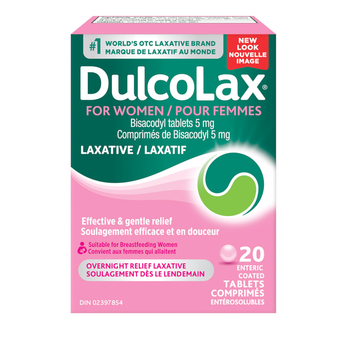 DulcoLax for Women, Bisacodyl 5mg Stimulant Laxatives for Occasional Constipation Relief, Laxative and Constipation Relief for Women, Including Those who are Breastfeeding, 20 Count