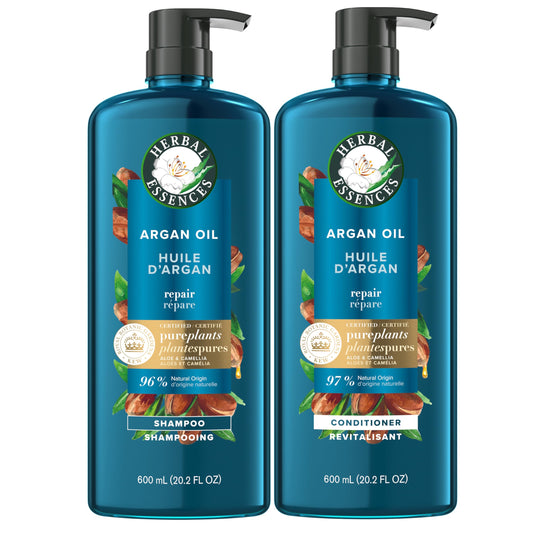 Argan Oil Paraben Free Shampoo and Conditioner, Dual Pack, Hair Repair, with Certified Camellia Oil and Aloe Vera, For All Hair Types, Especially Damaged Hair, 600 mL Each,