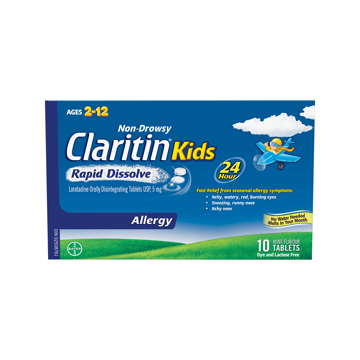 Claritin Kids Rapid Dissolve Allergy Medication - 24 Hour Non-Drowsy Antihistamines For Kids, Fast Allergy Relief Of Itchy, Watery, Red Eyes, Sneezing, Runny Nose, 10 Tablets