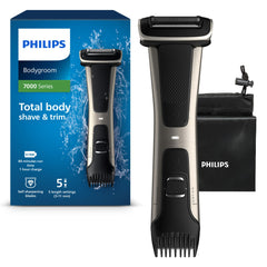 Philips Bodygroom Body & Intimate area Trimmer, Ultimate manscaping tool, removes short, long & thick hair in a single stroke with its 4 directional pivoting head. Skin protect technology, BG7025/15