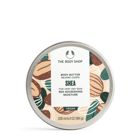 The Body Shop Shea Body Butter for Very Dry Skin | Ultra-Rich Moisturizer with Raw Shea Butter | 96 Hour Hydration, 200ml