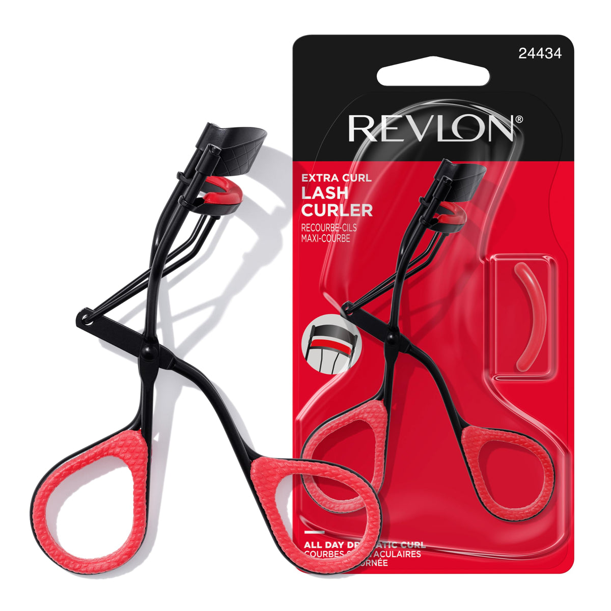 Revlon Extra Curl Lash Curler, Gives an All Day Dramatic Curl, with Finger Grips for a Non Slip Grip, Easy to Use (Pack of 1)