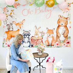 Kate Aspen Pink Woodland Baby Shower Decorations Photo Backdrop Banner/Photo Prop/Photo Booth, Nursery Decor