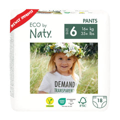 Naty Pull Ups - Hypoallergenic and Chemical-Free Training Pants, Highly Absorbent and Eco Friendly Pull Ups for Boys and Girls - Size (6) 4T-5T (35+ lbs) – 18 Count