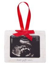 Pearhead Sonogram Picture Ornament with Burlap Ribbon and Wooden Frame | Ultrasound Photo Keepsake for Christmas Tree, Holiday Décor, and Pregnancy Announcement Gift