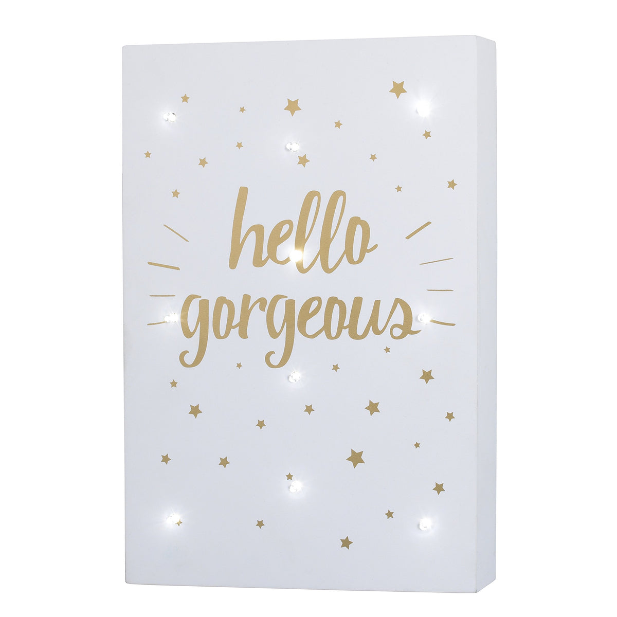 Little Love by NoJo Celestial Lighted Wall Decor, Hello Gorgeous, Gold/White