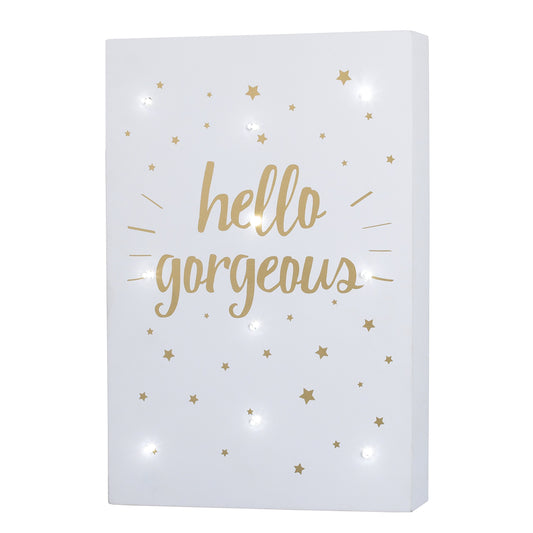 Little Love by NoJo Celestial Lighted Wall Decor, Hello Gorgeous, Gold/White