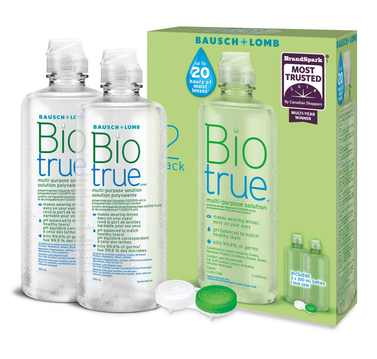 Biotrue Contact Lens Solution, Multi-Purpose Solution for Soft Contact Lenses, 300mL (Pack of 2)