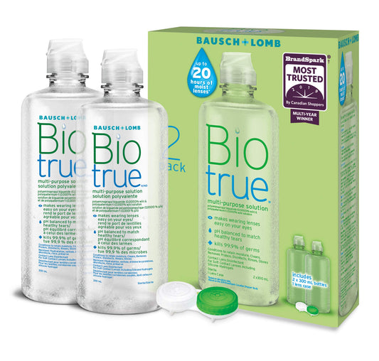 Biotrue Contact Lens Solution, Multi-Purpose Solution for Soft Contact Lenses, 300mL (Pack of 2)