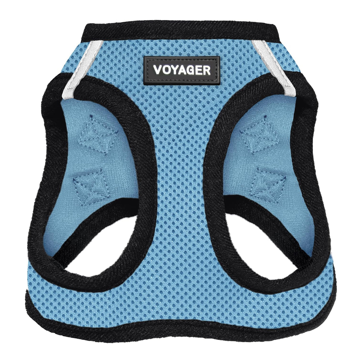 Voyager Step-in Air Dog Harness - All Weather Mesh, Reflective, No Pull Harness for Small, Medium Dogs, Cats - Secure with Hook & Loop Fastener, Buckle, Double D-Rings - Baby Blue/Black Trim, XXXS