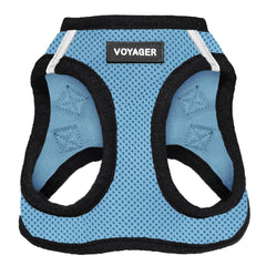 Best Pet Supplies - All Weather Mesh, Reflective, No Pull Harness for Small, Medium Dogs, Cats - Secure with Hook & Loop Fastener, Buckle, Double D-Rings - Baby Blue/Black Trim, XXS