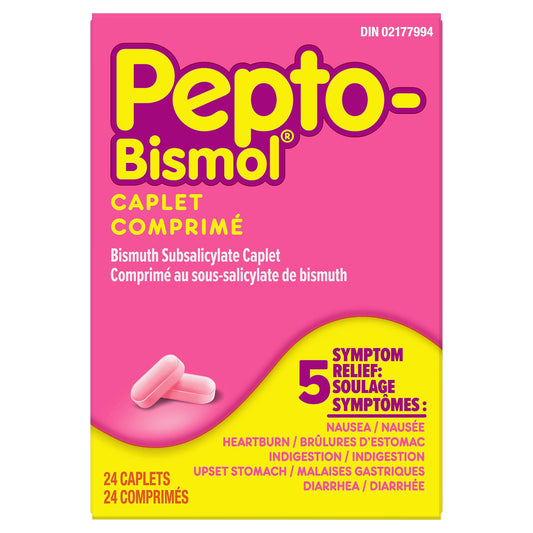 Pepto Bismol Caplets, Upset Stomach Relief, Diarrhea Relief, Heartburn, Nausea, Indigestion, Upset Stomach, 24 Count