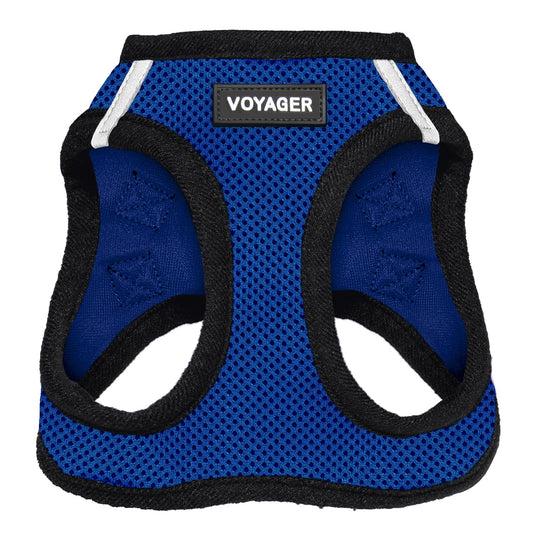 Best Pet Supplies - All Weather Mesh, Reflective, No Pull Harness for Small, Medium Dogs, Cats - Secure with Hook & Loop Fastener, Buckle, Double D-Rings - Royal Blue/Black Trim, XXS