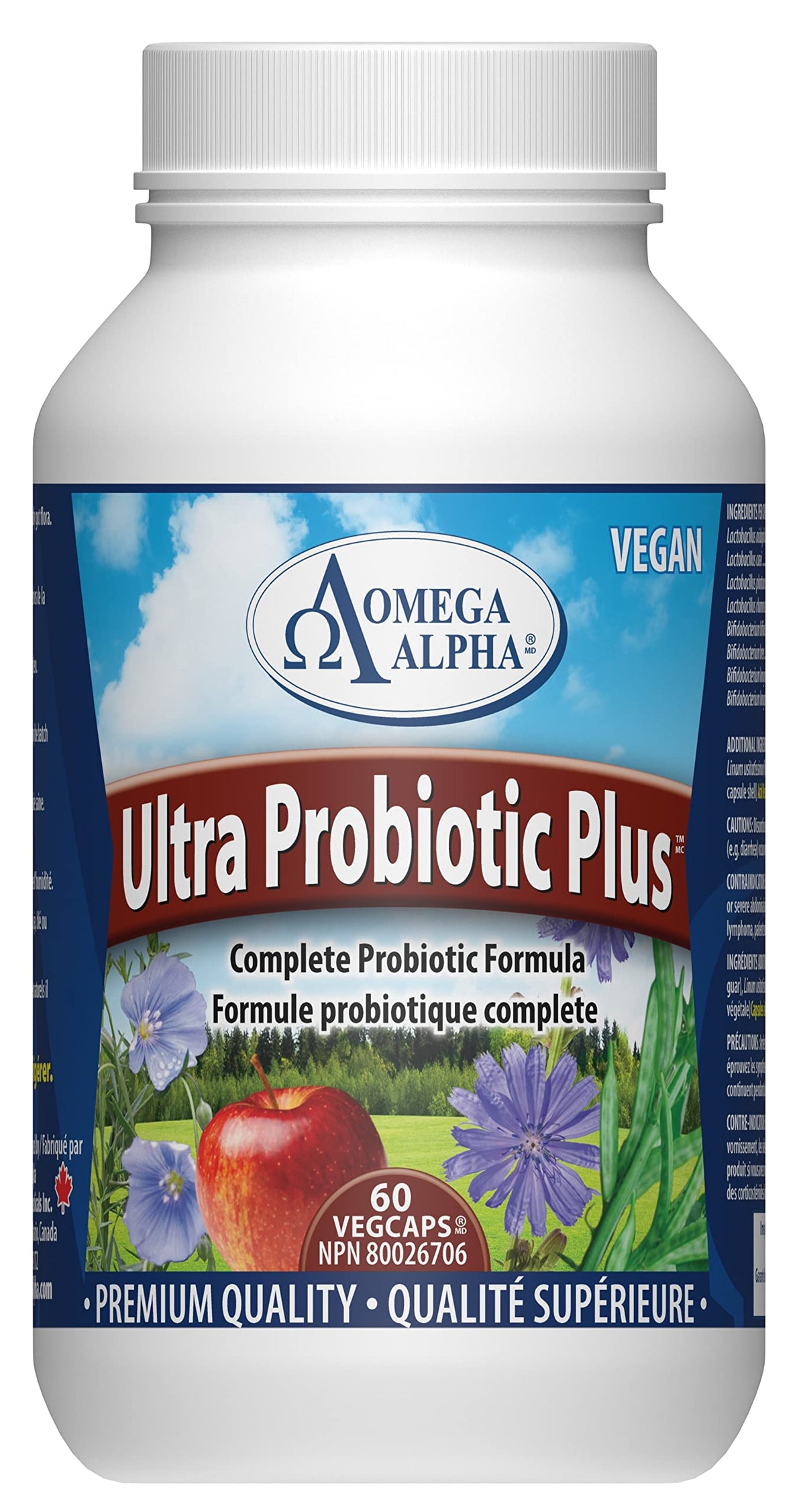Omega Alpha Ultra Probiotics Plus, Digestive Supplement for Gut Health & Flora Balance, 8 Strains Enzymes, 10 Billion, 60 Veg Capsules, 60 Day Supply
