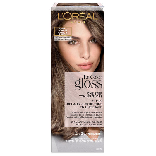 L'Oreal Paris Le Color Gloss One Step Toning Hair Gloss Treatment, Smoky Bronde, Enhance Your Shine with this Semi Permanent Hair color, 1 Kit