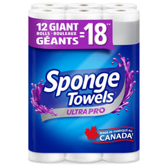 SpongeTowels Ultra Pro Paper Towel, Ultra-Absorbent, Choose-A-Size Sheets, Giant 12=18 Rolls