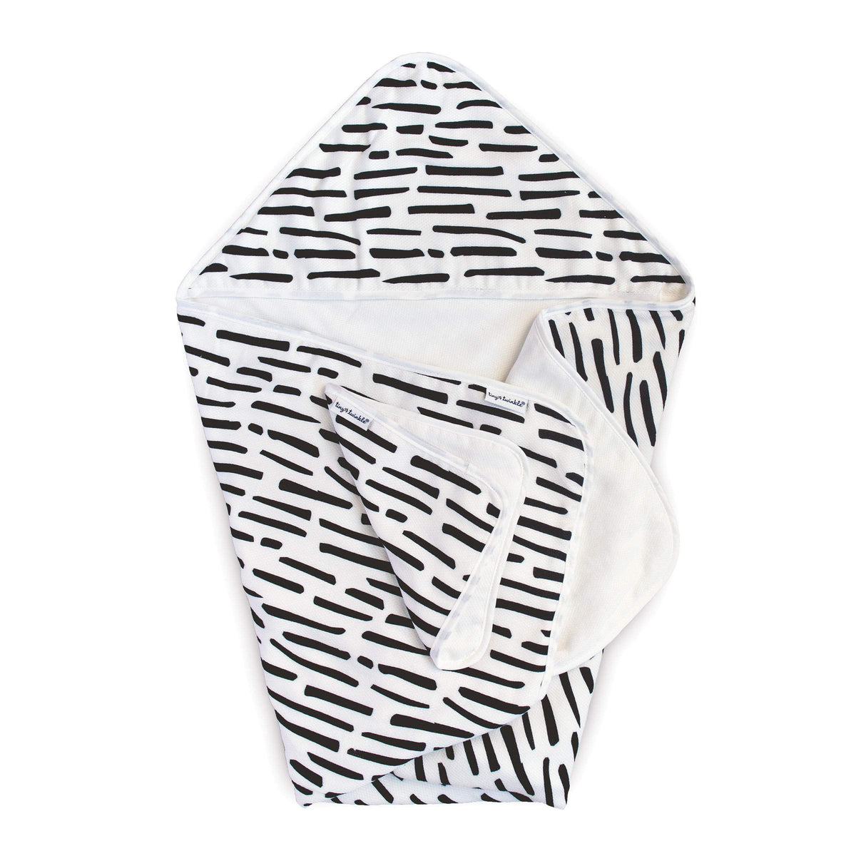 Tiny Twinkle Kaffle Hooded Towel Set for Infants and Babies - Ultra Soft, Super Absorbent, Thick and Plush (Ink Strokes)