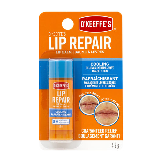 O'Keeffe's Cooling Relief Lip Repair Lip Balm for Dry Cracked Lips, Instant Cooling Relief, Seven Moisturizing Ingredients, Stick, (Pack of 1)