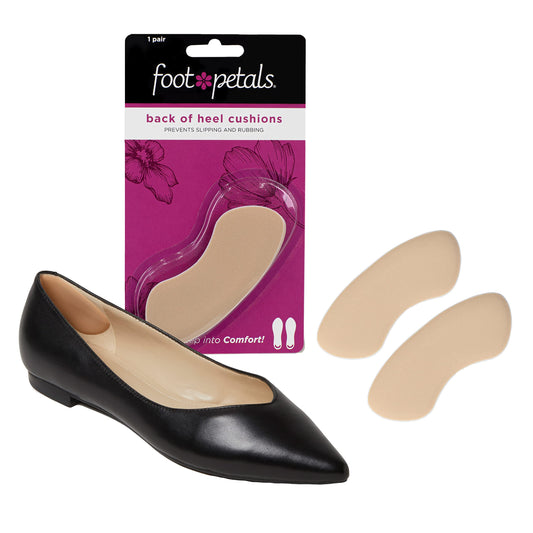 Foot Petals Women's Rounded Back Cushion Inserts Protectors, Comfortable Heel Grip for Pain Relief and Sizing, Khaki, One