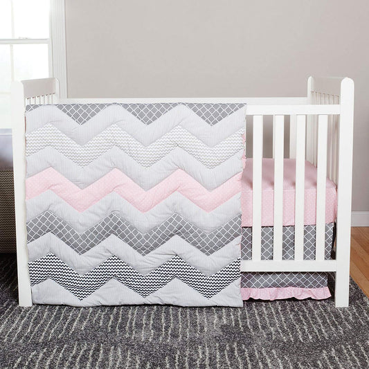 Trend Lab Chevron 3-Piece Crib Bedding Set, Cotton Candy
