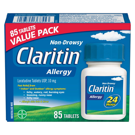 Claritin Allergy Medicine, 24-Hour Non-Drowsy Relief 10 mg, Value Pack, 85 Tablets