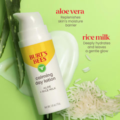 Burt's Bees Sensitive Hydrating Gentle Daily Face Cream Moisturizer Face Lotion for Sensitive Skin with Aloe and Rice Milk, 98.9% Natural Origin, Developed with Dermatologists, 51g