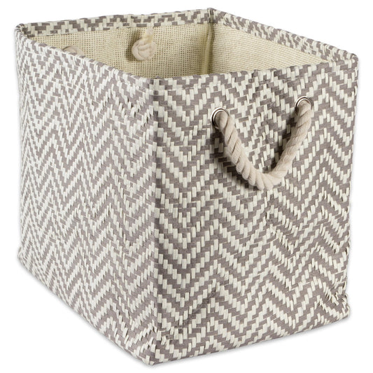 DII Storage Basket or Bin, Collapsible & Convenient Storage Solution for Office, Bedroom, Closet, Toys, Laundry (Large) - Gray Chevron