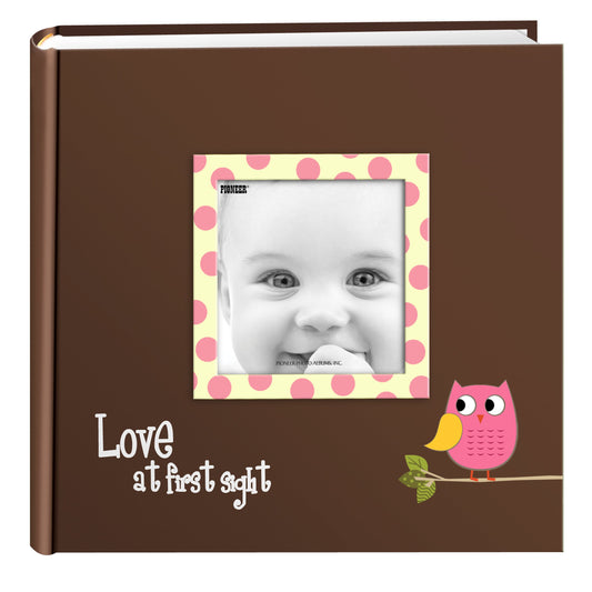 Pioneer Photo Albums EV-246FB/O Baby Owl Printed Designer Frame Cover Photo Album, 200-Pocket, Pink, 4 x 6 Inch