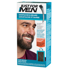 Just For Men Mustache & Beard, Beard Dye for Men with Brush Included for Easy Application, With Biotin Aloe and Coconut Oil for Healthy Facial Hair, Dark Brown, M-45 (1 Count)