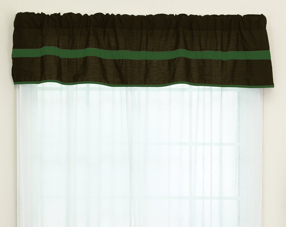 Baby Doll Bedding Solid Stripe Window Valance, Brown/Green