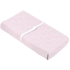 Kushies Baby 100% Breathable Cotton Flannel Contoured Changing Pad Cover with Slits for Safety Straps, 17" x 33" Pink Berries
