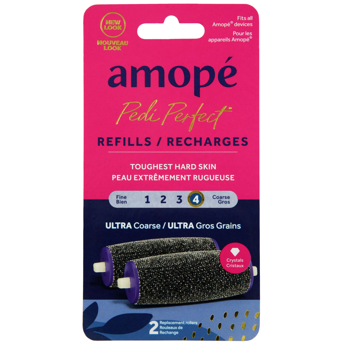 Amope Pedi Perfect Ultra Coarse Roller Heads, 2 Refills 2 count