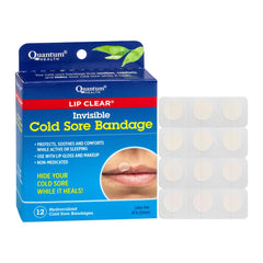 Quantum Health Lip Clear Invisible Cold Sore Patches for Lips Help Soothe Shield & Hide Cold Sores - Helps Prevent Contamination - Fever Blister Bandages for Women & Men - 12 Count