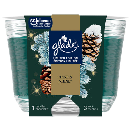 Glade Scented Candle, Twinkling Pine & Cedar, Limited Edition, 3-Wick Candle, Air Freshener Infused with Essential Oils for Home Fragrance, 1 Count