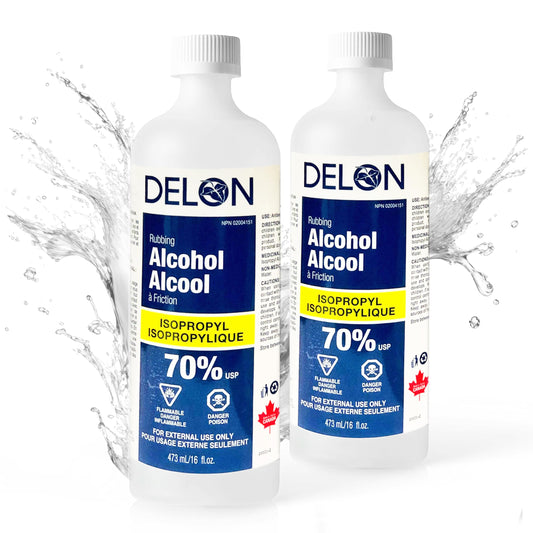 Club Supreme Delon Rubbing Alcohol 70% U.S.P. Sterilization Solution Made in Canada, 473 ml (Pack of 2) (A-1390), Tranparent