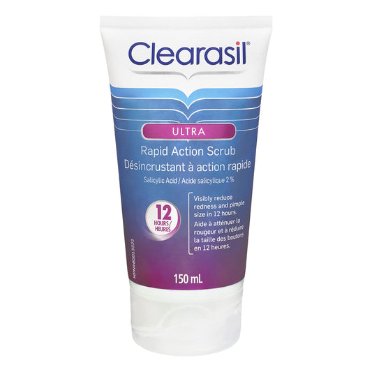 Clearasil, Ultra, Rapid Action Scrub, Clearer Skin in as Little as 12 Hours, Salicylic Acid 2%, 150 ml
